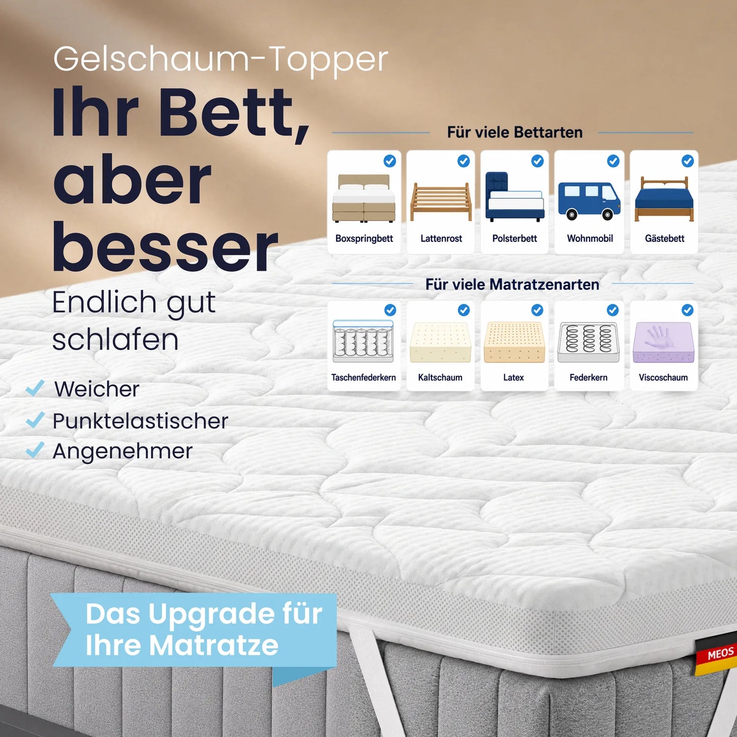 Meos Gel-Schaum Topper 160x200 cm