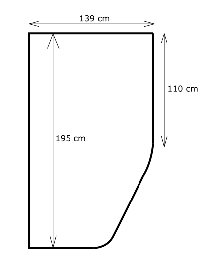 Topper für Wohnmobil Wohnwagen Maßanfertigung Beispiel 139x195 mit Schräge
